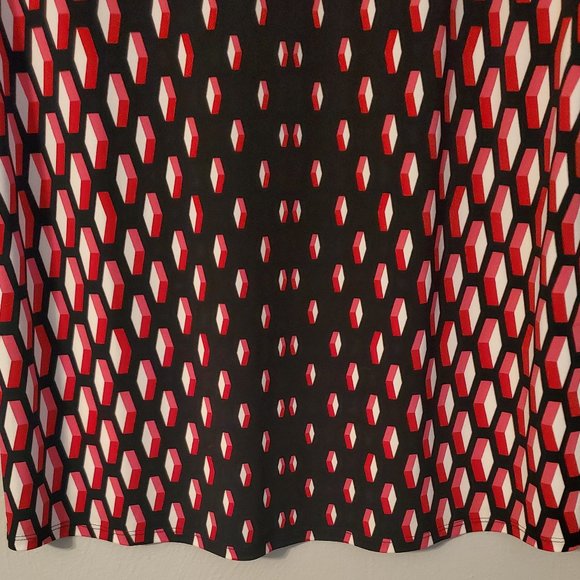 NWT WHBW Black w/ Red and Pink 3D Design Dress w/ Split Bell Sleeve Size XS - Picture 3 of 12